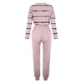 thumbnail image 4 of Long Sleeve Crew Neck Plus Size Casual Stripe Polyester Two Piece Set Of Tops And Pants,Women's Outfit Crewneck Pullover Pants Tracksuit Sweatsuits With Sweatpants, 4 of 5