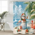 thumbnail image 2 of Extra Long Shower Curtain 72x96 Inch, Blue Coastal Christmas Shower Curtain Waterproof Bathroom Decor Xmas Snowman Flamingo Fabric Bath Curtain Set Accessories with Hooks, 2 of 6