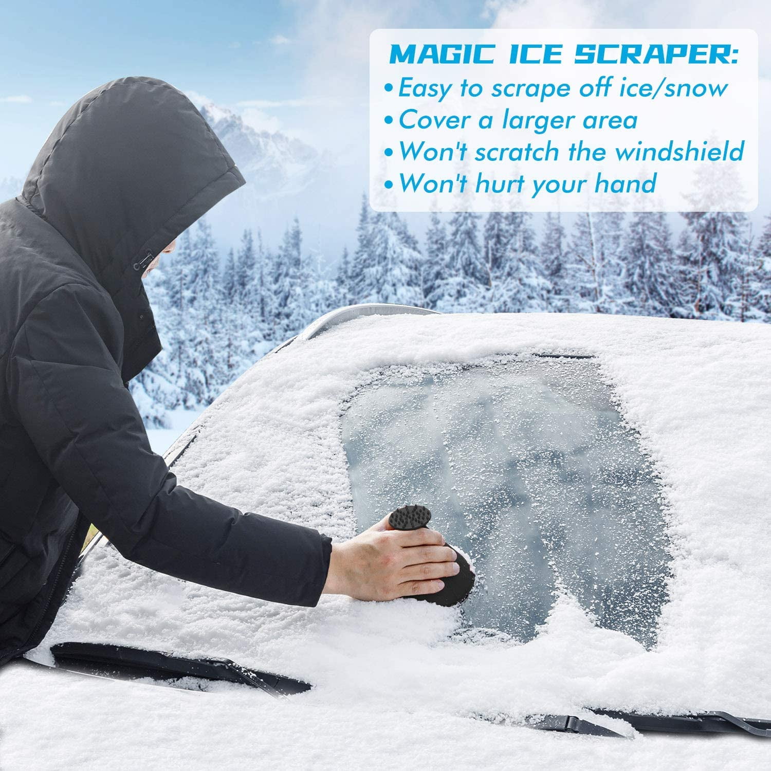 Magical Ice Scrapers for Car Windshield - 2 Pack Cone Magic Car Ice Scraper  with Funnel, Round Snow Scraper for Christmas Gift 
