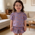 thumbnail image 5 of HBGVBA Toddler Girls Summer 2 Piece Skirt Set,Print Short Sleeve T-Shirt and Skirt,1-9 Years Print Short Sleeve Top Skort Cute Set, 5 of 5