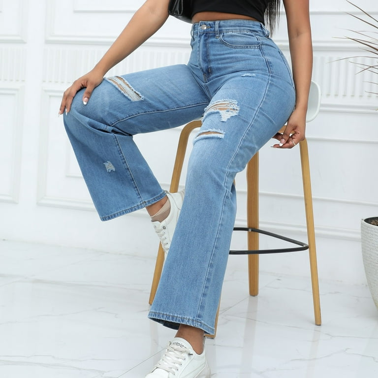 Aofany Women's Wide Leg Jeans for Women, Oprah Favorite Jeans, Seamed Front  Wide Leg Jeans Elastic Waist 