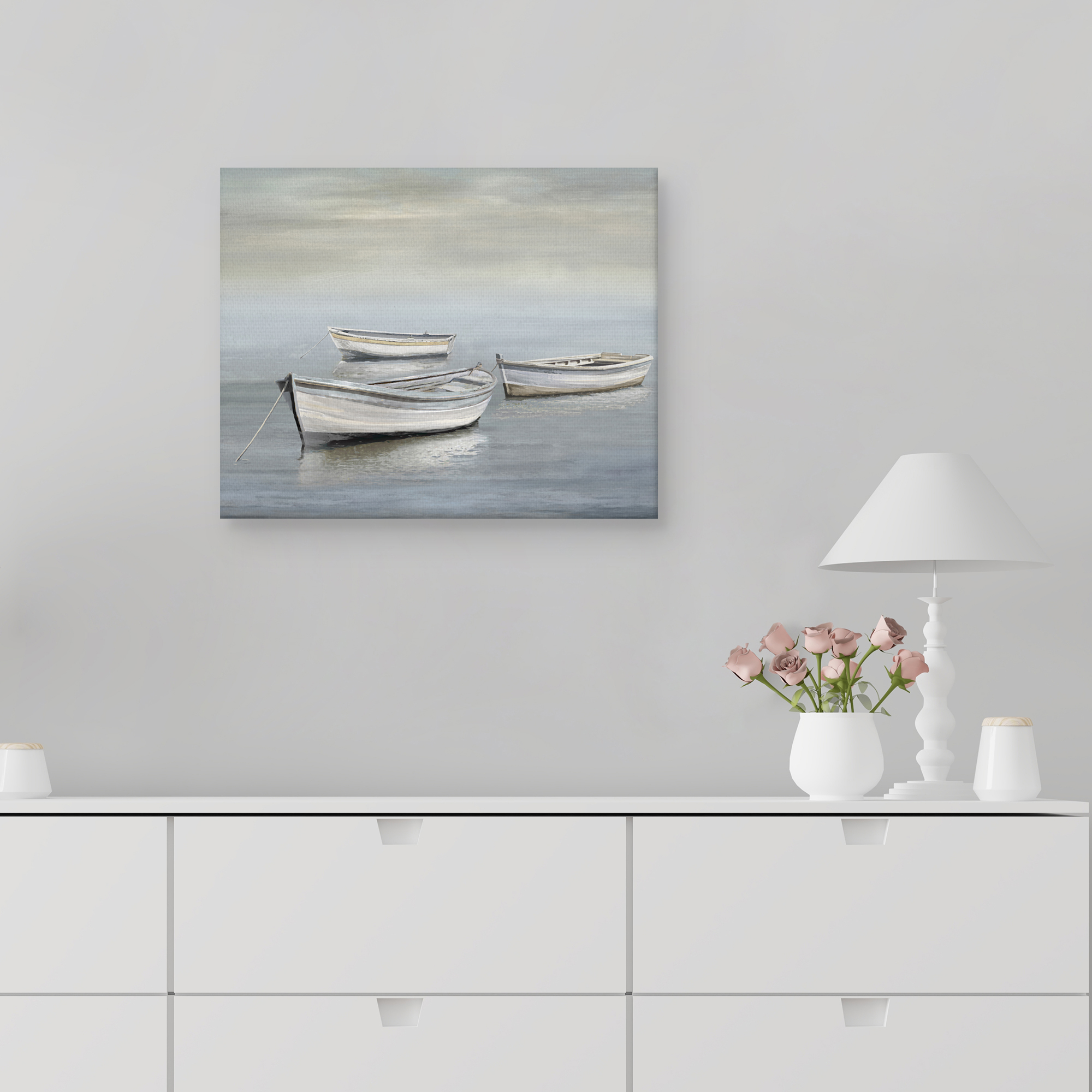 A Quiet Fleet by Mark Chandon Rowboats Canvas Art