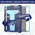 thumbnail image 2 of for iPad Pro 11 Inch 5th Generation 2024 Tablet Case, Silicone Hard Back Kids Friendly Cover Built in Stand Shockproof Heavy Duty Protection for iPad Pro 11 2024 - Navy Blue/Blue, 2 of 5