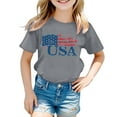 thumbnail image 4 of MIXUE Girls Tops & T-Shirts Kids Summer Fourth Of July Independence Day Flag Print Round Neck Short Sleeve Casual Party Tshirts Outwear,Gray,8-9 Years, 4 of 4