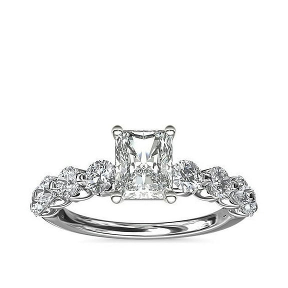 Diamond-Capitals 2.50 Carat Beautiful Radiant Cut (D/VVS1) Moissanite Bridal Ring for Women Solid 14K White Gold Ring Size 7