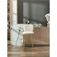 thumbnail image 3 of Accent Chair Velvet Upholstered Bar Stool Chair with Sturdy Metal Legs and Footrest,Counter Height Chair with Soft Back for Living Room Dining Room Bedroom Office Room， Ivory, 3 of 7