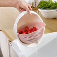 thumbnail image 5 of Inteprter Colador de cocina portátil para verduras, frutas, cesta de drenaje doble, cuenco, cesta de lavado, soporte, utensilios de cocina Cocina y Comedor Rosado Inteprter HA025631-02, 5 of 5