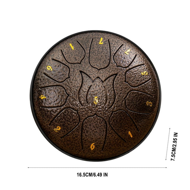 Tambour à Main 6 Pouces 11 Tons pour Enfants et Adultes - Instrument de Musique 11 Rythmes avec Construction en Acier au Carbone, Design Portable pour Soulagement du Stress et Jeu Créatif