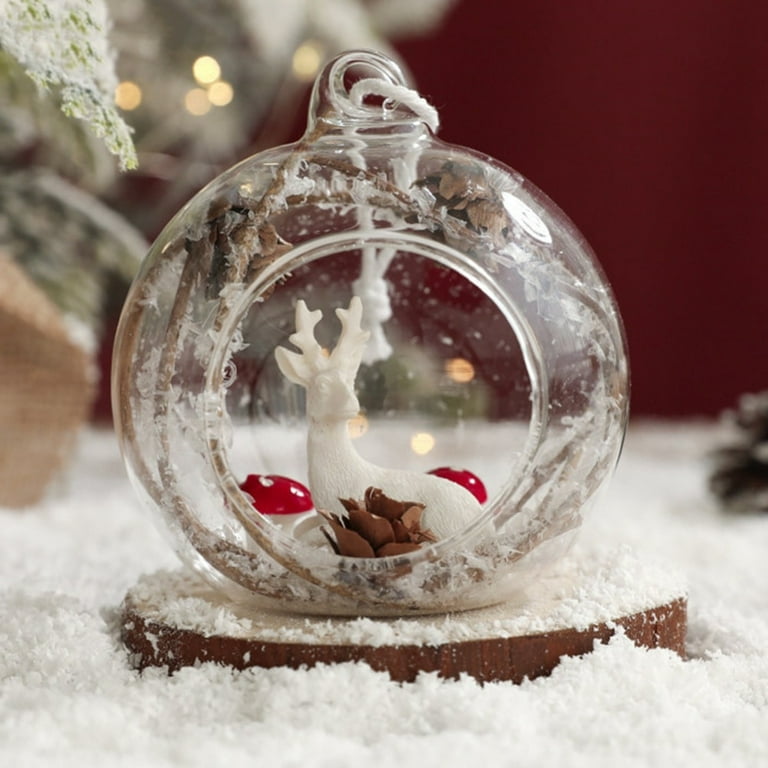 Christmas Decoration Glass Balls Transparent Hanging Pendants 8CM Elk Snowman Pattern Ball For Xmas Christmas Tree Decorations