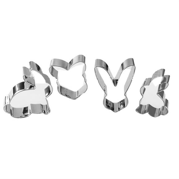 EGNMCR Popsicle Mold Chocolate Bar Mold 4pcs Stainless Steel Cookie Cutter Biscuits Easter Rabbit Bake Fondant Mould Cookie mold