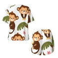 thumbnail image 5 of Lsque Monkeys Swinging from Palms Women's Short-Sleeved Pajama Set - 2 Piece Soft and Lightweight Sleepwear Set-Medium, 5 of 9
