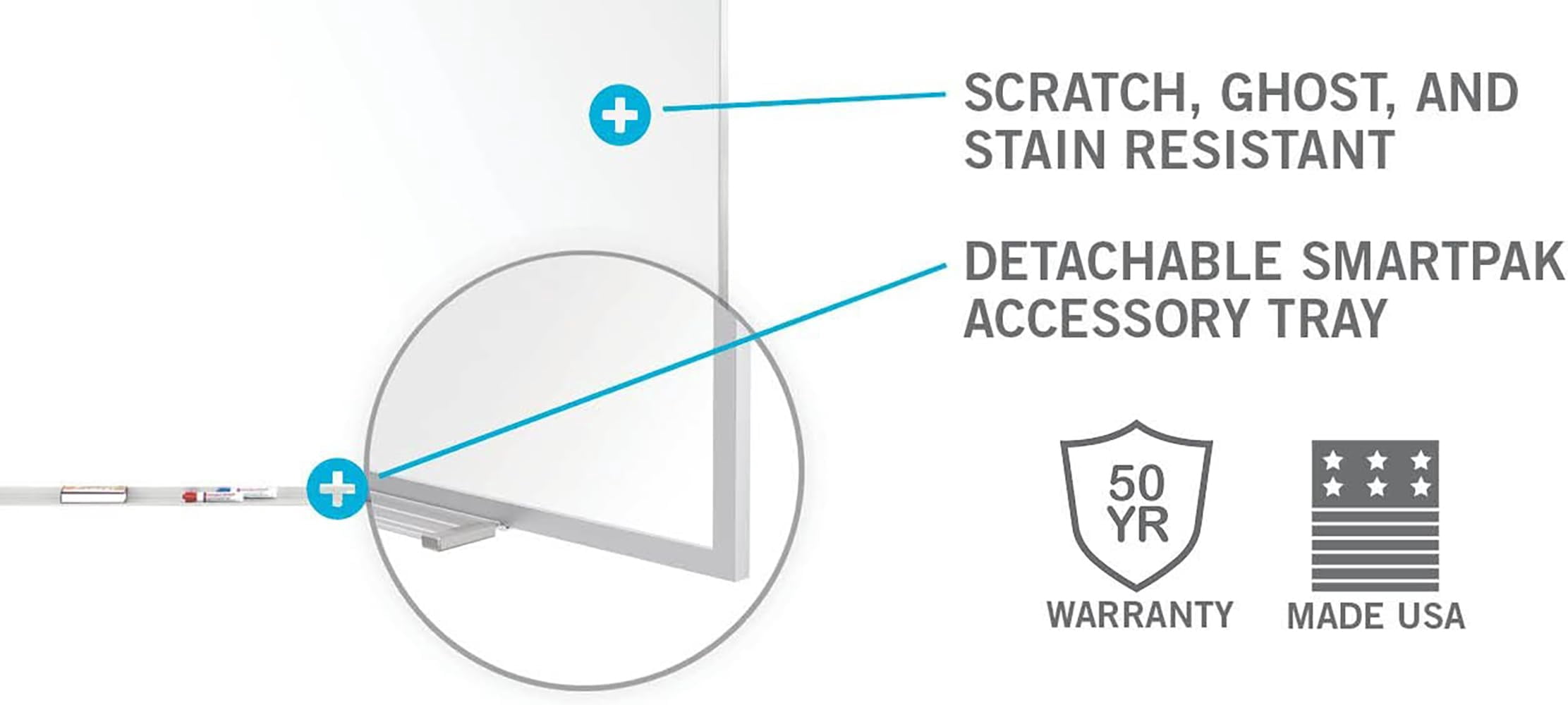 Ghent 36.0" x 46.5" Silver Aluminum Frame Non-Magnetic Whiteboard