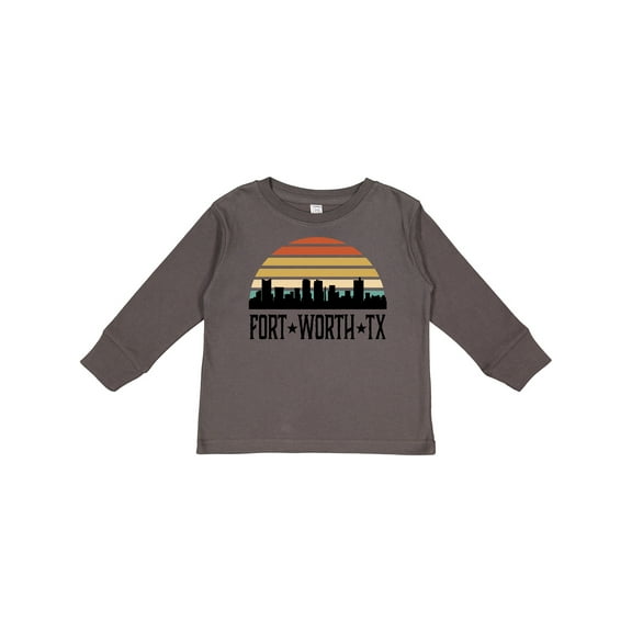 Inktastic Fort Worth Texas Skyline Retro Boys or Girls Long Sleeve Toddler T-Shirt