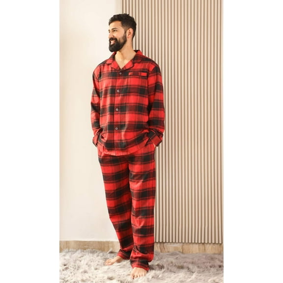 LUXELIV RED SANTA | CHECKERED LOUNGEWEAR SET | SLEEPWEAR SET