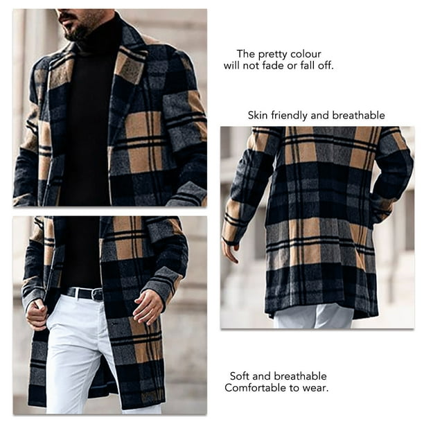 Chaqueta A Cuadros Abrigo De Hombre Solapa Abrigo Largo De Hombre Chaqueta De Invierno Diseno Aerodinamico Walmart en linea