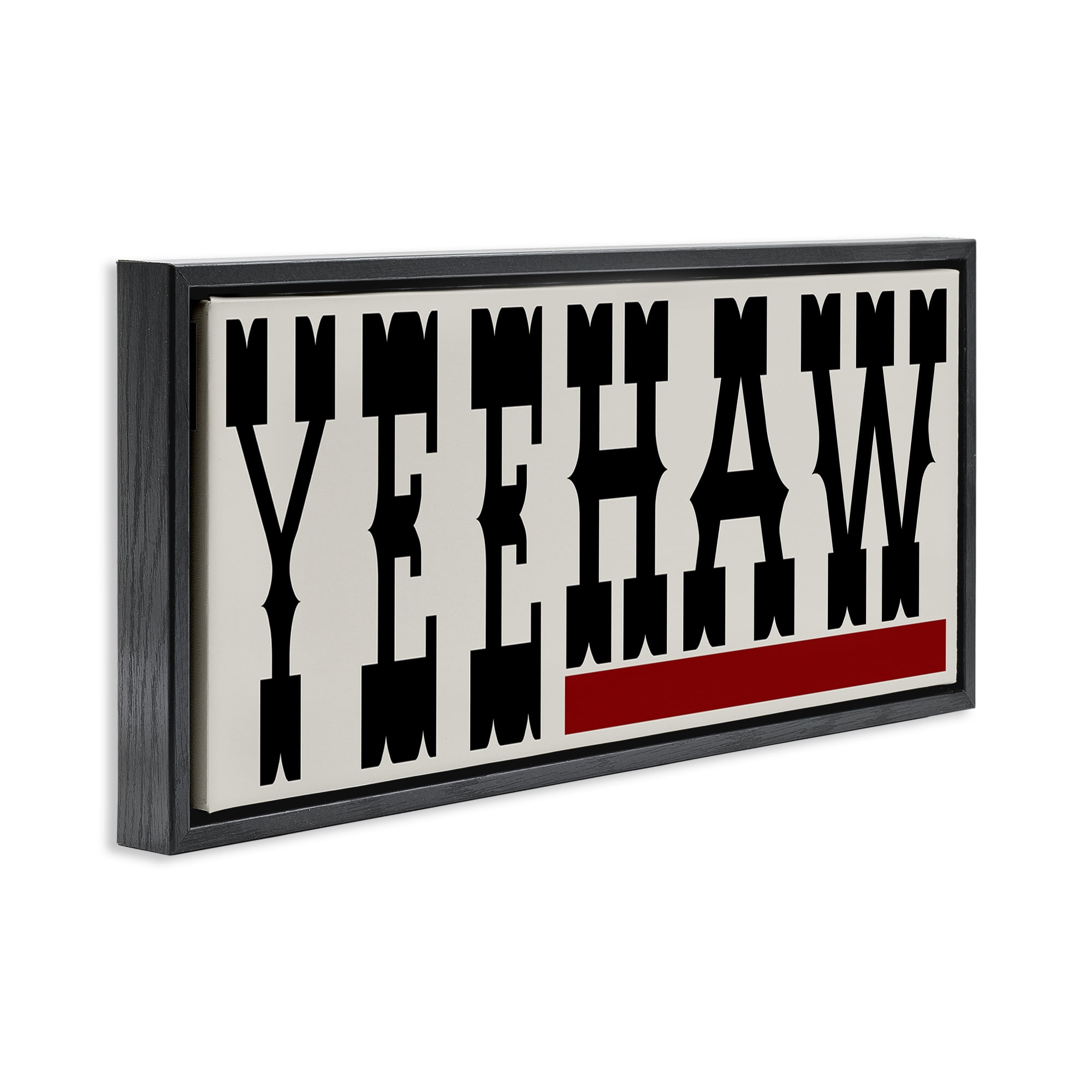 Stupell Industries Yeehaw Western Word Typography Painting Black Floater Framed Canvas Art Print Wall Art, 25 x 11
