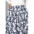 thumbnail image 3 of Women Navy Blue Cotton Maxi Skirt, Boho Flowy White Paisley Motif Hand Block Print with Elastic Waist, XS, 3 of 6