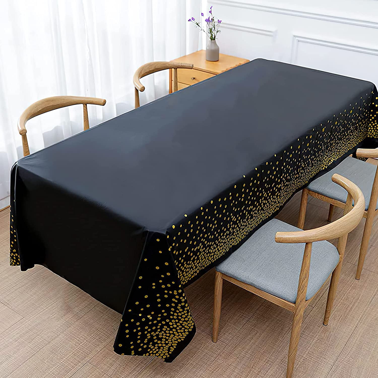 Nappe Anniversaire Nappe Noire Lot De 6 Nappes Noires | 137,2 X 274,3 Cm | Nappes En Plastique Jetables Pour Fêtes, Noël, Mariage, Fêtes D'anniversaire Nappe Blanche Jetable Nappe Blanche Pour Amazon