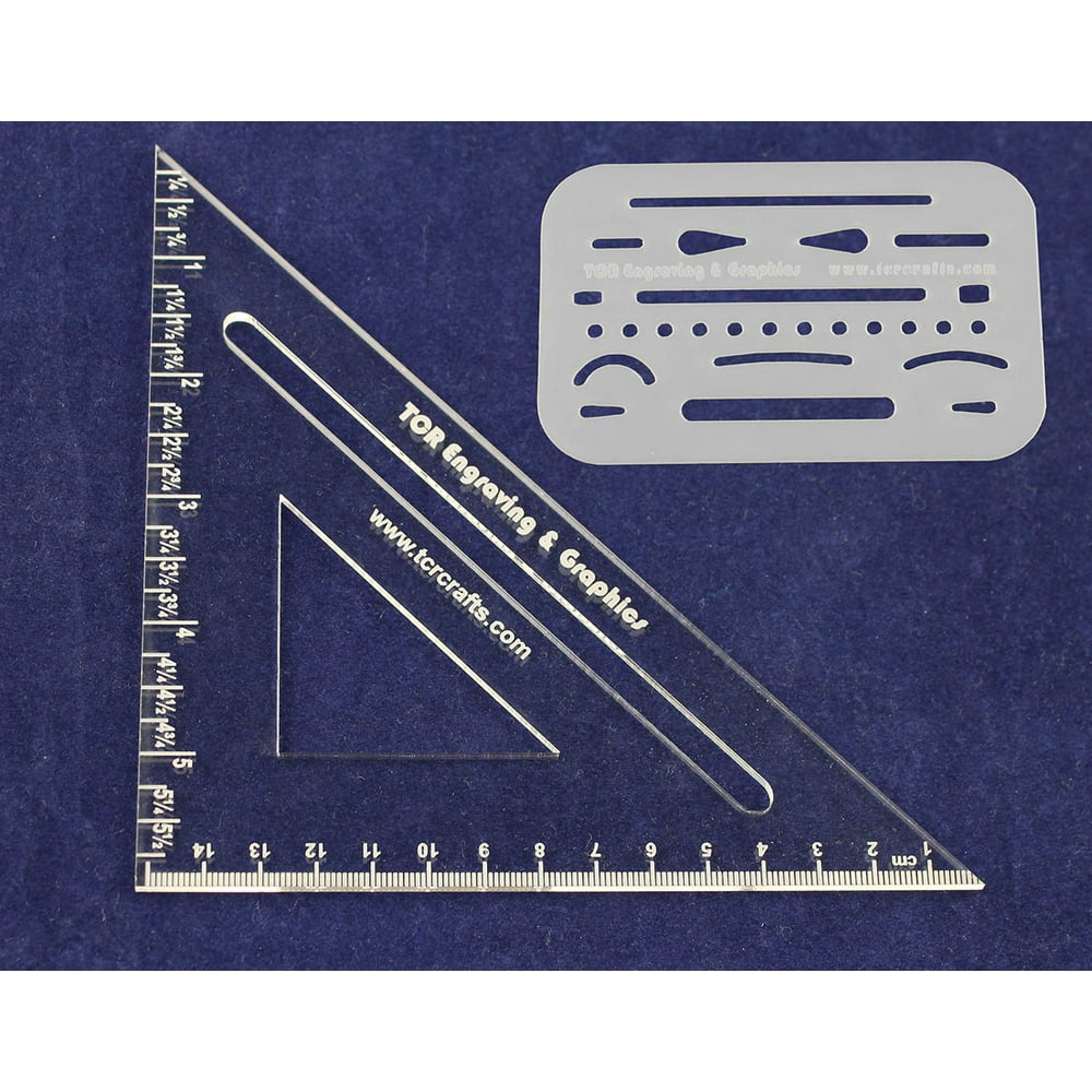 Laser Cut Drafting Square & Eraser Shield 1/8" Acrylic & 14 Mil Mylar