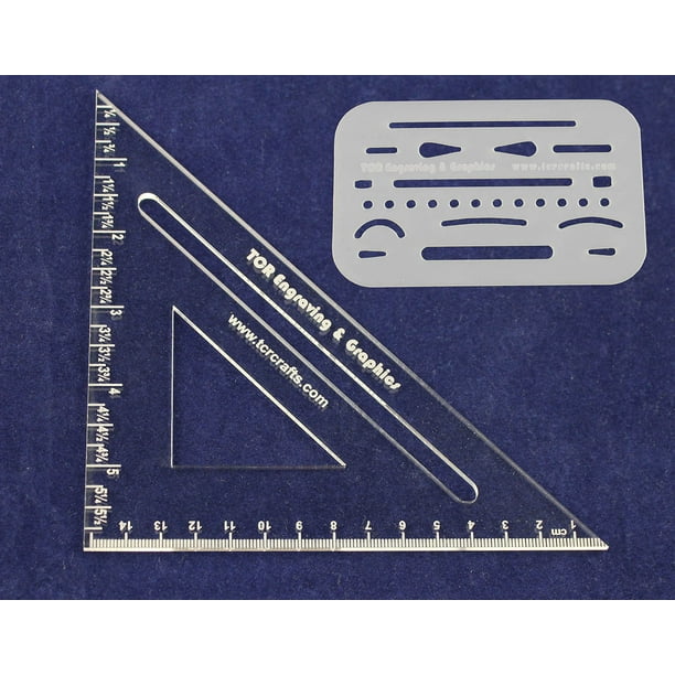 Laser Cut Drafting Square & Eraser Shield 1/8" Acrylic & 14 Mil Mylar