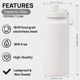 thumbnail image 4 of 32oz Space Water Bottle Large Metal Stainless Steel Water Flask Big Sports Travel Mens Water Bottle for Gym Hiking (White), 4 of 8