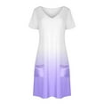 thumbnail image 5 of GaThRRgYP High-Low Hem Crew Neck Dress-Playful Asymmetry,Women's Fashion Summer Gradient Short-sleeved V-neck Casual Dress Purple XXL, 5 of 8