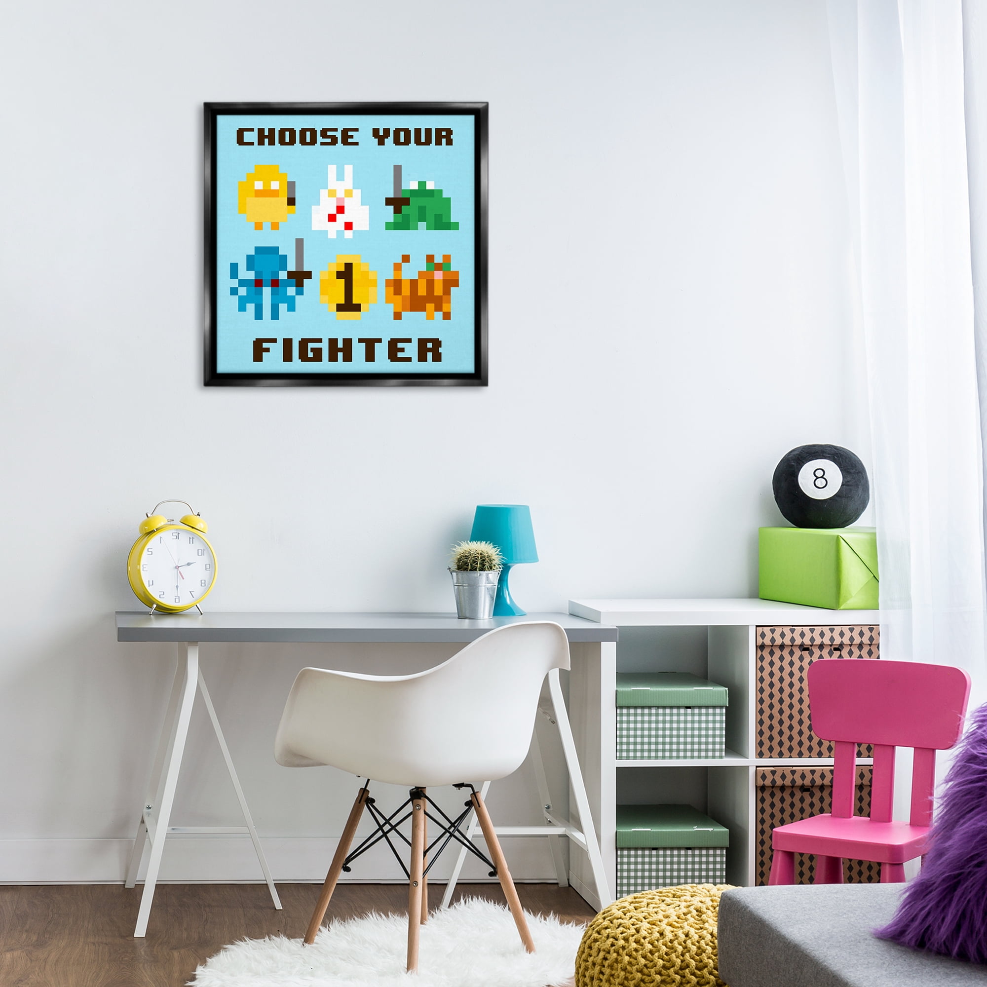 Stupell Industries Choose Your Fighter Entertainment Painting Black Floater Framed Canvas Art Print Wall Art, 25 x 25