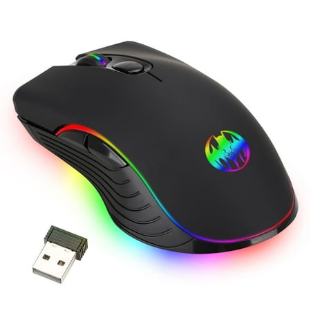 2.4G Wireless Gaming Mouse, TSV Rechargeable Computer Gaming Mouse, 7 Breathing LED Light, 3 Adjustable DPI, Power Saving Mode Wireless Mouse for Windows Mac (Best Budget Gaming Mouse India)