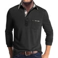 thumbnail image 1 of Men's Spring And Autumn Solid Color T-shirt Lapel 3 Button Open Placket Button Long Sleeved Top M, 1 of 6
