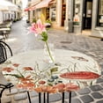 thumbnail image 6 of Vintage Spring Floral Round Tablecloth for 36-44 Inch Tables, Fitted Table Cover with Elastic Edge, Summer Botanical Red Waterproof Outdoor Table Cloth Protector for Patio Garden Dinner Picnic, 6 of 9