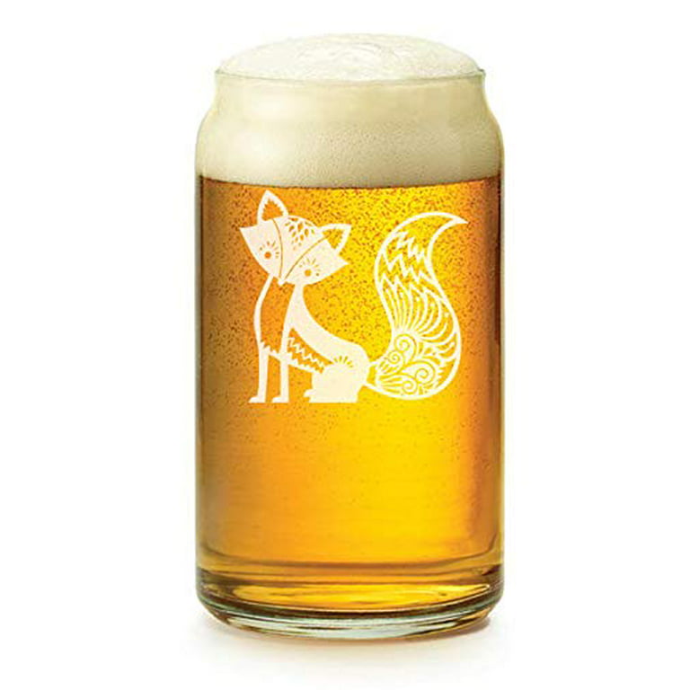 16 oz Beer Can Glass Fancy Fox 