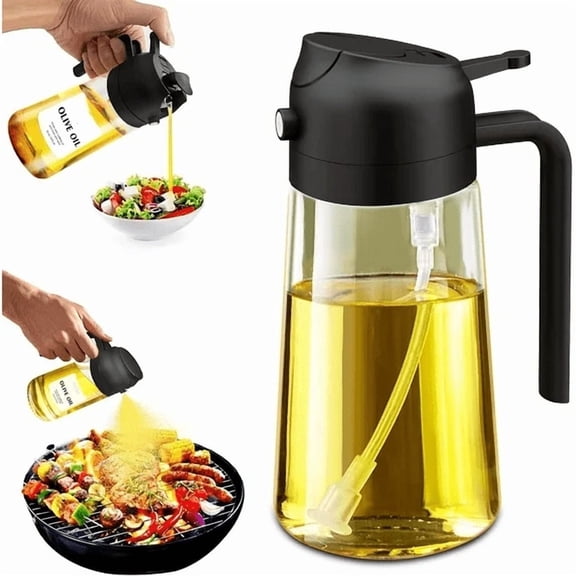 Dompilc 2 in 1 Glass Oil Sprayer & Dispenser, 16oz/470ml for Olive Oil Cooking, Air Fryer, and Salad – Kitchen Gadgets and Air Fryer Accessories
