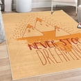 thumbnail image 1 of Saying Decorative Rug, Mountain Peaks and Never Stop Dreaming Goals Success Aspiration Print, Quality Carpet for Bedroom Dorm and Living Room, 6 Sizes, Peach Orange, by Ambesonne, 1 of 4