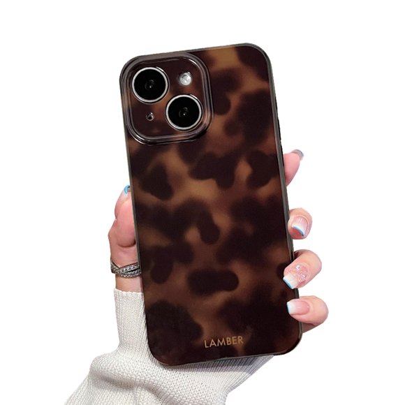 Funda de teléfono XQAGU para iPhone 15 Amber Leopard Full Protect