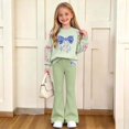 thumbnail image 5 of Iyufng Fall 2 Piece Sets for Girls, Bow Decor Top with Slightly Flared Pant Set, Girls Printed Tracksuits, Ages 5–15 Multiple Colors, 5 of 7
