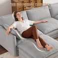thumbnail image 6 of Muumblus 4 Pieces Living Room Furniture Sets, Modular L-Shaped Sofa and Chaise Lounge Chair with 2 Movable Ottoman, Gray Chenille, 6 of 9