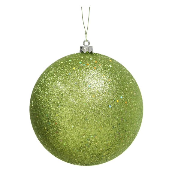 Vickerman 6" Lime Sequin Ball Drilled 4/Bag Ball Ornament