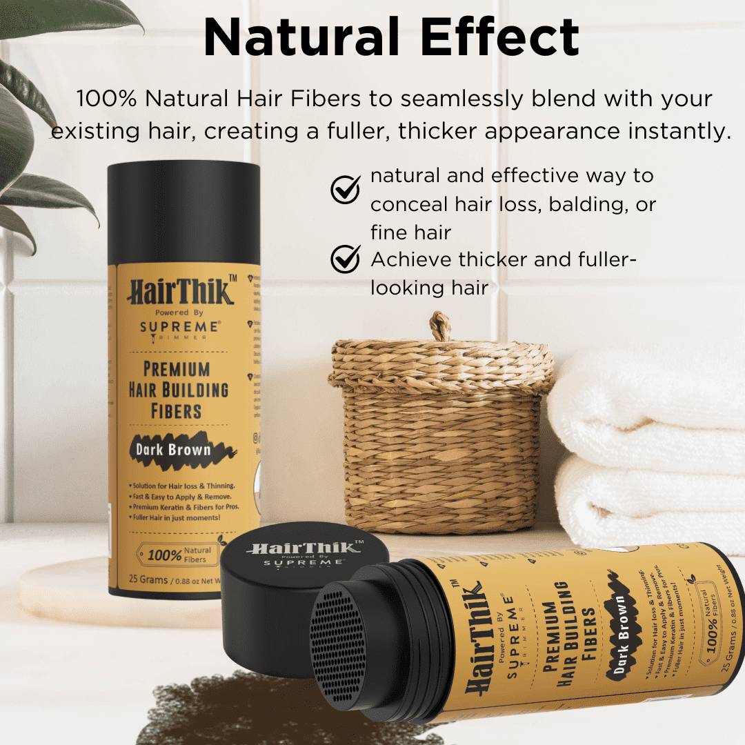 HairThik Hair Building Fibers - Instantly Fill in Fine or Thinning Hair for Thicker, Fuller-Looking Hair for Men & Women – Hair Thinning & Balding solution | DARK BROWN, 25 Grams - HFR/25DB