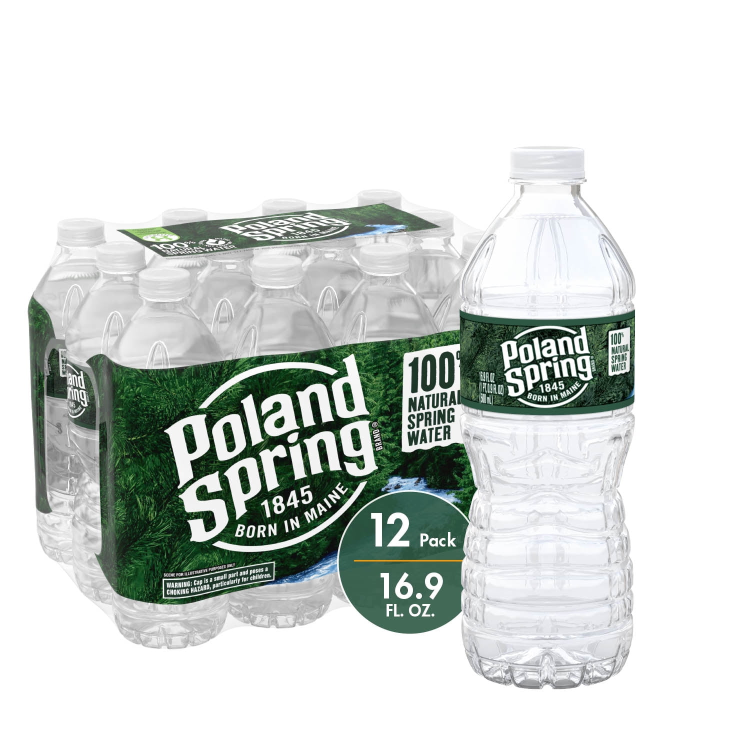 POLAND SPRING Brand 100 Natural Spring Water, 16.9ounce plastic