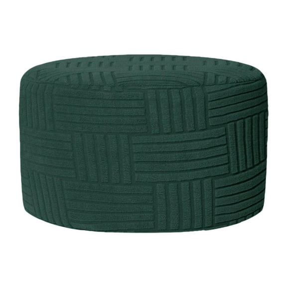 Round Ottoman Slipcover Stretch Ottoman Cover Footstool Protector Soft Polyester for Living Room Bedroom Decor