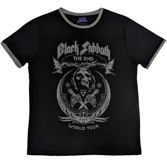 Black Sabbath  Adult The End Mushroom Cloud Ringer Cotton T-Shirt