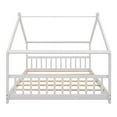 thumbnail image 4 of Churanty Full Size House Bed Wood Platform Bed with Wooden Slats, Headboard & Footboard for Kids Boys Girls Teens,White, 4 of 9
