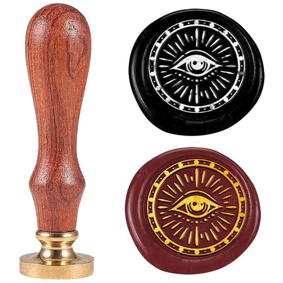 1pc 1" Frame Eyes Wax Seal Stamp Retro Sealing Stamps Removable Brass Head with Wooden Handle Novelty Seal Stamp Sealing Wax for Envelope Greeting Card Gift Letter Invitations Decoration