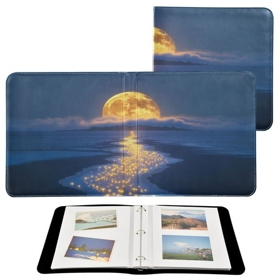 BZSMCE Photo Album Book Scrapbooking Glowing Celestial over Ocean Printed Picture Album
