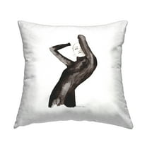 Stupell Industries Fashion Girl in Black Square Decorative Printed Throw Pillow, 18 x 18