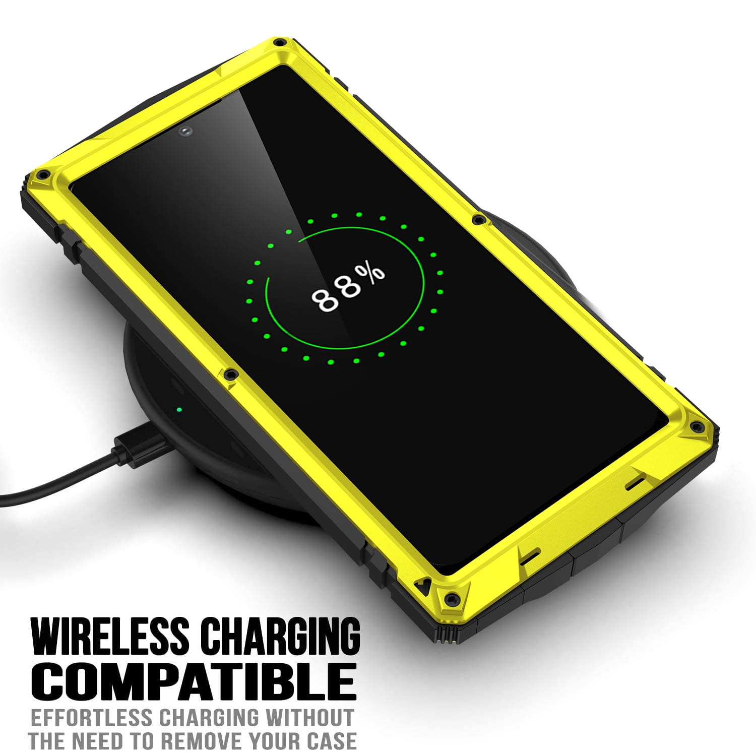 Samsung S22 Ultra Rugged Full-Body Case, Metal Bumper Built-in Screen Protector&Kickstand,Dustproof Drop-Proof,Full Body Protection Heavy Duty Military Cover For Samsung Galaxy S22 Ultra, Yellow
