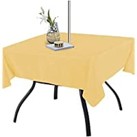 

Square Table Cover Outdoor and Indoor Tablecloth - Washable Waterproof Wrinkle Free Table Cloth with Zipper and Umbrella Hole for Spring/ Summer/ Party/ Picnic/ BBQS/ Patio Yellow 60 x 60 in