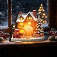 thumbnail image 4 of Lighted Christmas Village House, Wooden Holiday Figurine, Snow Covered Cottage Scene with Layered Architecture and Glowing Windows for Mantel, Painted Wood with LED Light with DetaiLED, 4 of 5