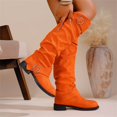thumbnail image 4 of Willtoo Womens Metal Buckle Slouch Knee High Boots Low Block Heel Tall Boots Casual Western Long Booties for Daily Wear, 4 of 6