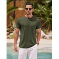 thumbnail image 2 of COOFANDY Mens Henley Tshirts Shirts Stretch Short Sleeve Fitted T-Shirts Fashion Slim Fit Shirts Vintage Tee, 2 of 5